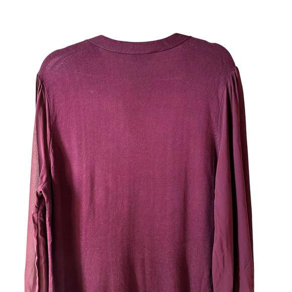 Cece New Women’s Tie Neck Sheer Long Sleeve Sweater Dress Burgundy Plus Size 1X - Picture 10 of 13